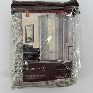 Allen + Roth Lapeer Graphite Damask Grommet Curtain Panel 50x84 100% Cotton NEW